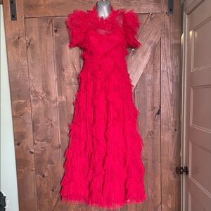 Chic Scarlet Ruffled Maxi Dress. New with tags.